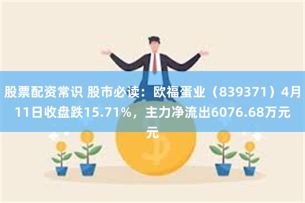 股票配资常识 股市必读：欧福蛋业（839371）4月11日收盘跌15.71%，主力净流出6076.68万元