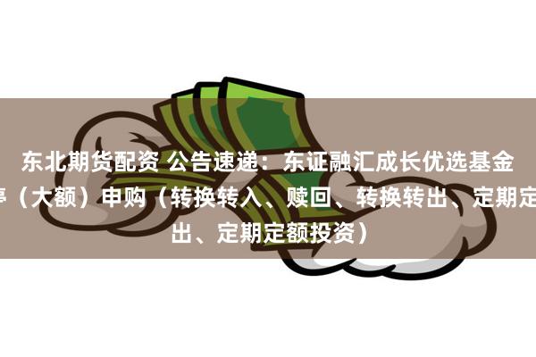 东北期货配资 公告速递：东证融汇成长优选基金基金暂停（大额）申购（转换转入、赎回、转换转出、定期定额投资）