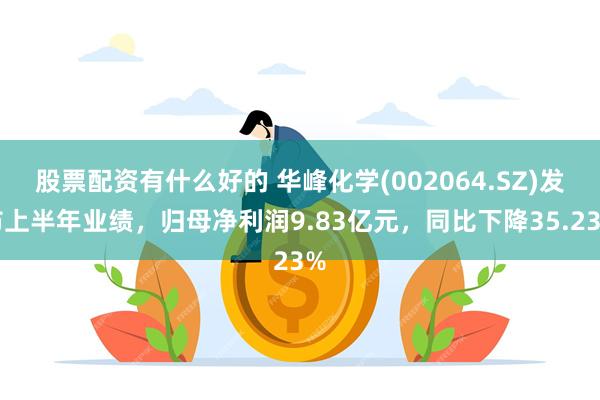 股票配资有什么好的 华峰化学(002064.SZ)发布上半年业绩，归母净利润9.83亿元，同比下降35.23%